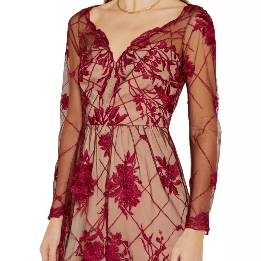 Marchesa Notte Red Lace Dress